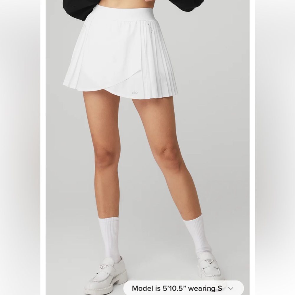 ALO Yoga White Pleated Skirt